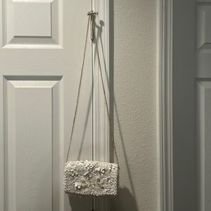 White bridal purse